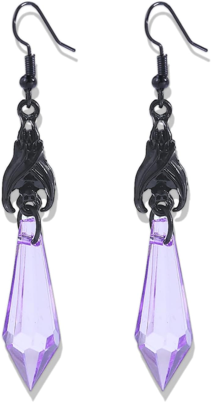 CSIYANJRY99 Goth Bat Crystal Earrings Vampire Accessories for Women Halloween Earring Gothic Jewelry Dangle Earrings Witch Victorian Vintage Dress Costume - Image 1
